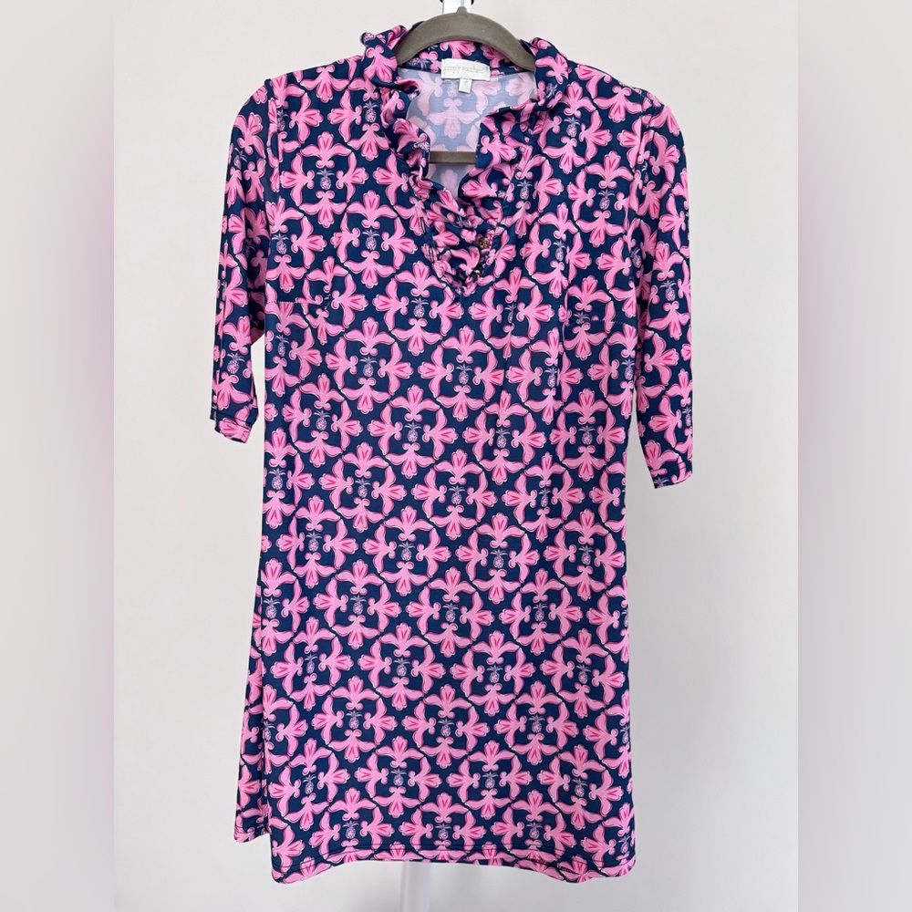 Simply Southern Navy and Pink Floral Mini Dress